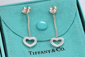 Tiffany & Co. Silver Dangling Heart Lariat Earrings