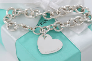 Return To Tiffany & Co. Silver Tilted Heart Charm Bracelet