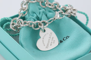 Return To Tiffany & Co. Silver Tilted Heart Charm Bracelet