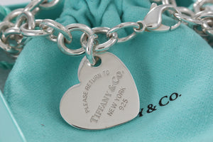 Return To Tiffany & Co. Silver Tilted Heart Charm Bracelet