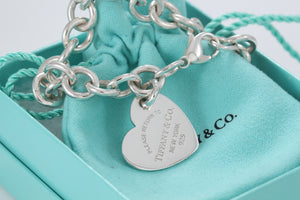 Return To Tiffany & Co. Silver Tilted Heart Charm Bracelet