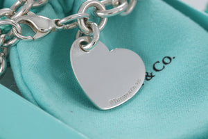 Return To Tiffany & Co. Silver Tilted Heart Charm Bracelet