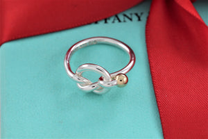 Tiffany & Co. 18K Gold & Silver Love Knot Hook Ring