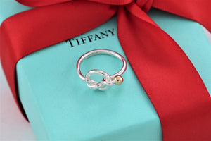 Tiffany & Co. 18K Gold & Silver Love Knot Hook Ring