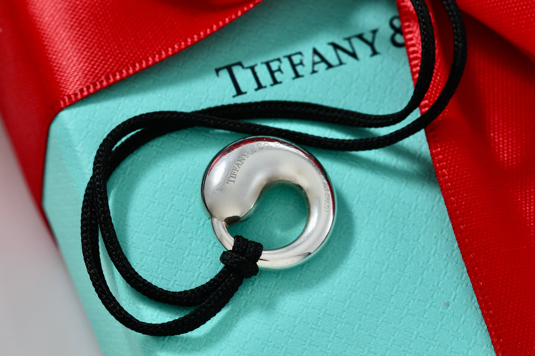 Tiffany & Co. Elsa Peretti Large 17mm Eternal Circle Silk Cord Necklace