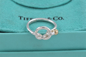 Tiffany & Co. 18K Gold & Silver Love Knot Hook Ring