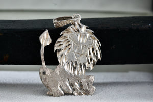 Sterling Silver Leo Lion Etched Pendant