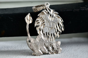 Sterling Silver Leo Lion Etched Pendant