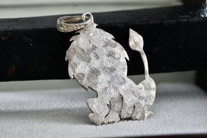 Sterling Silver Leo Lion Etched Pendant