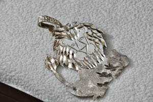 Sterling Silver Leo Lion Etched Pendant