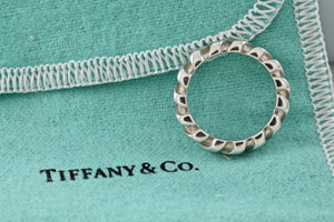 Tiffany & Co. Atlas Silver Twist Groove Stripe Narrow Band Ring Size 5