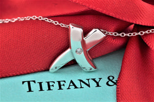 Tiffany & Co. Paloma Picasso Silver ''X'' Diamond Necklace