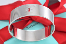 Load image into Gallery viewer, Tiffany &amp; Co. Silver 2 Diamond Keyhole Locks Wide Bangle Bracelet
