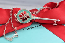 Load image into Gallery viewer, Tiffany &amp; Co. Silver Blue Enamel Large Knot Key Pendant Necklace
