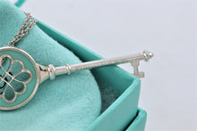 Load image into Gallery viewer, Tiffany &amp; Co. Silver Blue Enamel Large Knot Key Pendant Necklace
