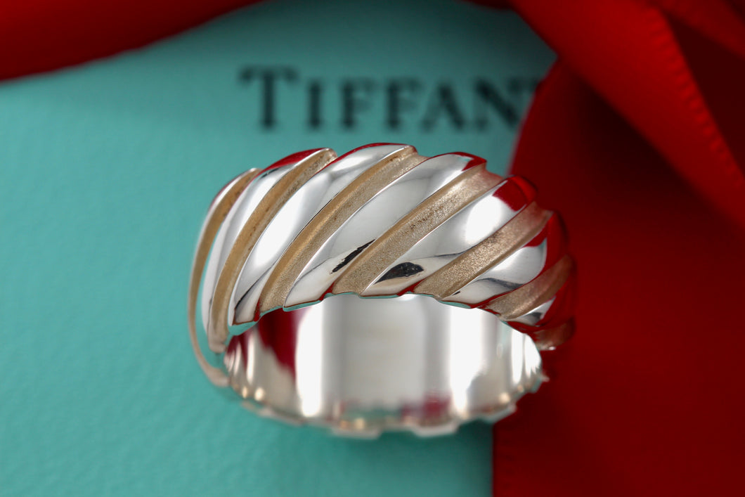 Tiffany & Co. Atlas Twist Groove Stripe Wide Band Ring