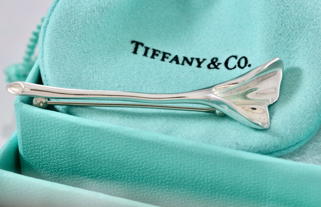 Tiffany & Co. Nature Silver Ginko Leaf Flower Pedal Brooch Pin