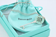 Load image into Gallery viewer, Tiffany &amp; Co. Silver Blue Enamel Large Knot Key Pendant Necklace
