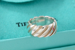 Tiffany & Co. Atlas Twist Groove Stripe Wide Band Ring