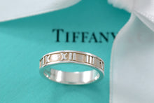 Load image into Gallery viewer, Tiffany &amp; Co. Atlas Silver Roman Numerals Narrow Thin Band Ring
