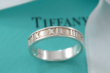 Load image into Gallery viewer, Tiffany &amp; Co. Atlas Silver Roman Numerals Narrow Thin Band Ring
