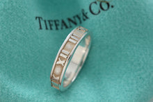 Load image into Gallery viewer, Tiffany &amp; Co. Atlas Silver Roman Numerals Narrow Thin Band Ring
