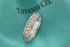 Tiffany & Co. Atlas Silver Roman Numerals Narrow Thin Band Ring