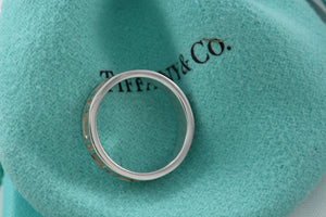 Tiffany & Co. Atlas Silver Roman Numerals Narrow Thin Band Ring