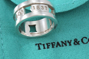 Tiffany & Co. Silver 1837 Element Wide Band Ring Size 6