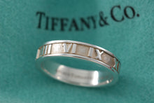 Load image into Gallery viewer, Tiffany &amp; Co. Atlas Silver Roman Numerals Narrow Thin Band Ring
