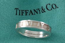 Load image into Gallery viewer, Tiffany &amp; Co. Atlas Silver Roman Numerals Narrow Thin Band Ring
