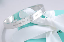 Load image into Gallery viewer, Tiffany &amp; Co. Silver Locks 2 Diamond Keyhole Bangle Bracelet
