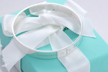 Load image into Gallery viewer, Tiffany &amp; Co. Silver Locks 2 Diamond Keyhole Bangle Bracelet

