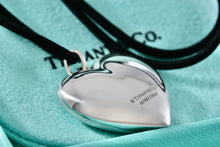 Load image into Gallery viewer, Tiffany &amp; Co. Silver Large Ziegfried Puffy Heart Silk Cord 18&quot; Necklace
