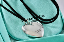 Load image into Gallery viewer, Tiffany &amp; Co. Silver Large Ziegfried Puffy Heart Silk Cord 18&quot; Necklace
