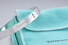 Load image into Gallery viewer, Tiffany &amp; Co. Silver Locks 2 Diamond Keyhole Bangle Bracelet
