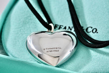 Load image into Gallery viewer, Tiffany &amp; Co. Silver Large Ziegfried Puffy Heart Silk Cord 18&quot; Necklace
