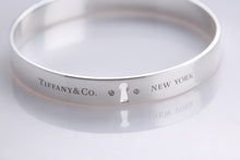 Load image into Gallery viewer, Tiffany &amp; Co. Silver Locks 2 Diamond Keyhole Bangle Bracelet
