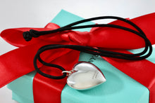 Load image into Gallery viewer, Tiffany &amp; Co. Silver Large Ziegfried Puffy Heart Silk Cord 18&quot; Necklace
