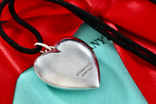 Load image into Gallery viewer, Tiffany &amp; Co. Silver Large Ziegfried Puffy Heart Silk Cord 18&quot; Necklace

