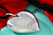 Load image into Gallery viewer, Tiffany &amp; Co. Silver Large Ziegfried Puffy Heart Silk Cord 18&quot; Necklace
