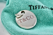 Load image into Gallery viewer, Tiffany &amp; Co. Silver Pink Enamel &quot;T &amp; Co.&quot; Circle Disc Charm Pendant
