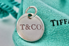 Load image into Gallery viewer, Tiffany &amp; Co. Silver Pink Enamel &quot;T &amp; Co.&quot; Circle Disc Charm Pendant
