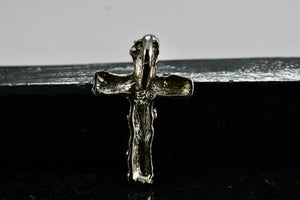 Sterling Silver Nugget Slider Cross Pendant Signed