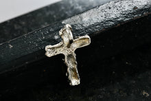 Load image into Gallery viewer, Sterling Silver Nugget Slider Cross Pendant Signed
