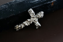 Load image into Gallery viewer, Sterling Silver Nugget Slider Cross Pendant Signed
