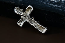 Load image into Gallery viewer, Sterling Silver Nugget Slider Cross Pendant Signed
