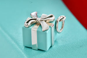 Tiffany & Co. Silver Blue Enamel Giftbox Charm GERMANY