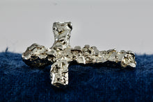 Load image into Gallery viewer, Sterling Silver Nugget Slider Cross Pendant Signed
