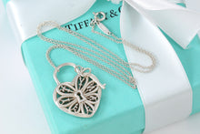 Load image into Gallery viewer, Tiffany &amp; Co. Silver Large Keyhole Heart Filigree &amp; Mini Key Necklace
